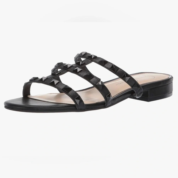 Jessica Simpson CAIRA Flat Studded Slip-In Slide Sandal Black Modern Size 7.5 - Picture 1 of 9